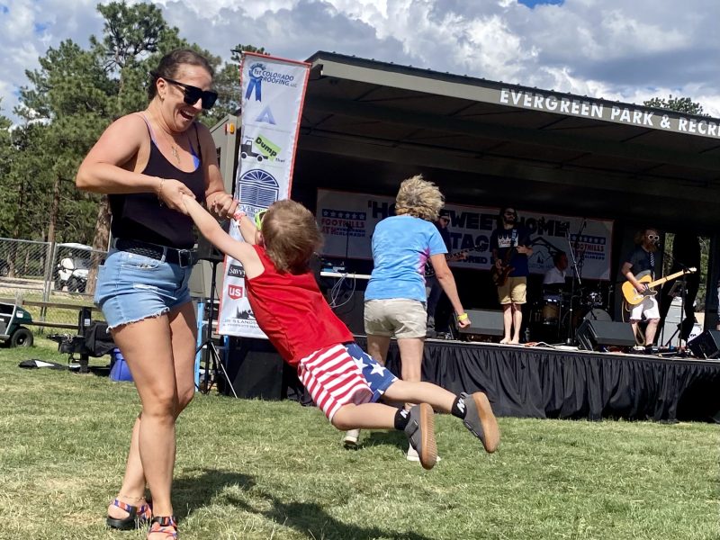 mother and son spinning