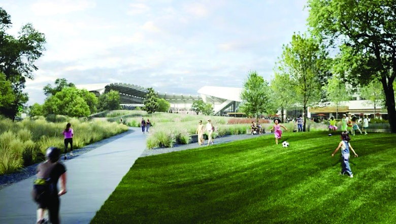 Renderings of the planned National Women’s Soccer League stadium in Denver's Baker neighborhood.